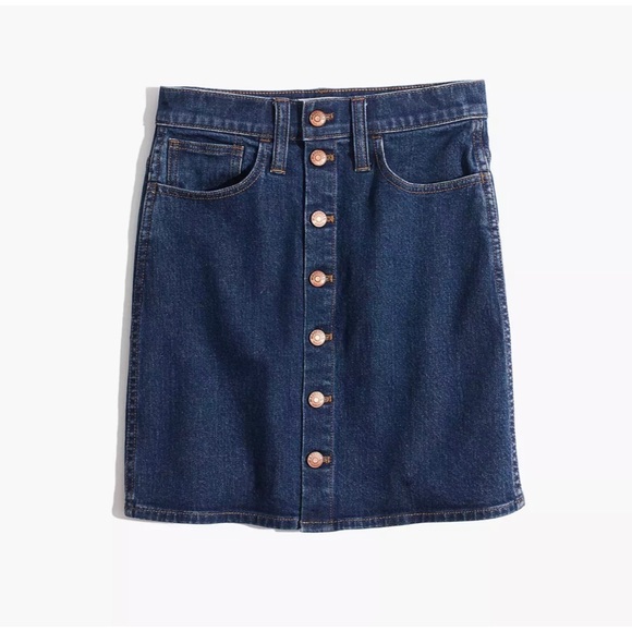 Madewell Stretch Denim Straight Mini Skirt in Arroyo Wash: Button-Front Edition - Picture 4 of 7